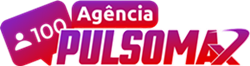 Logo da Agência Pulsomax, apresentando um ícone pulsante em forma de coração, simbolizando o aumento de engajamento nas redes sociais